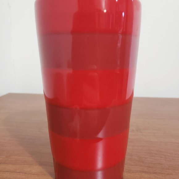 Starbucks Tumbler Travel Mug Ceramic 2021 Red Two Tone Stripe 12oz 355ml NWOT - Picture 2 of 7